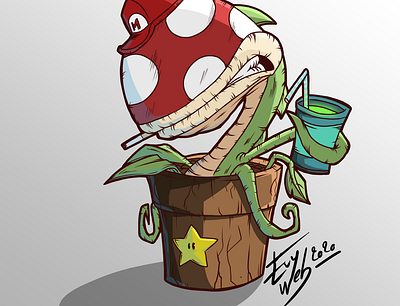 Fanart Pirhana plant from Mario 2d character digital drawing fanart game illustration mario pirhana plant plant