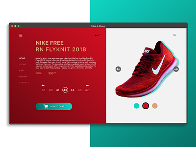 Triple A Shoes Website colors cyan flyknit landing page landing page design landingpage nike nike shoes red shoes shoes store store store design stores web web design webdesign website website design websites