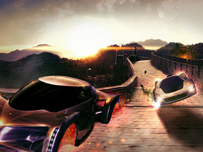 Great Wall race car future matte painting photomanipulation photoshop