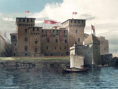 Mantva 1400 castle feudal matte medieval painting photoshop