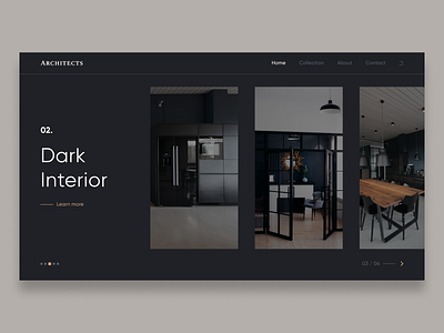 Dark Interior - UI Concept architecture black dark dark ui design figma flat interface interior minimal typography ui ux web