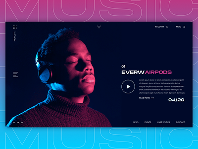 Music Headphones - UI Concept agency landing page branding design figma flat minimal typography ui ux web