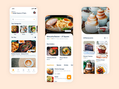 Bite - Food App cafe clean food app mobile mobile app orange restaurant ux