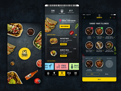 Restaurant App - GYG black burrito food food app menu mexican mexico mobile mobile app mobile app design restaurant ui ux ux ui