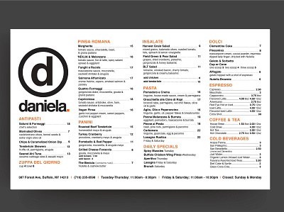 Daniela Menus branding minimal restaurant branding