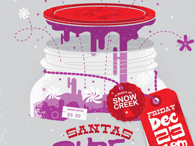 santas shred desing poster snowboarding