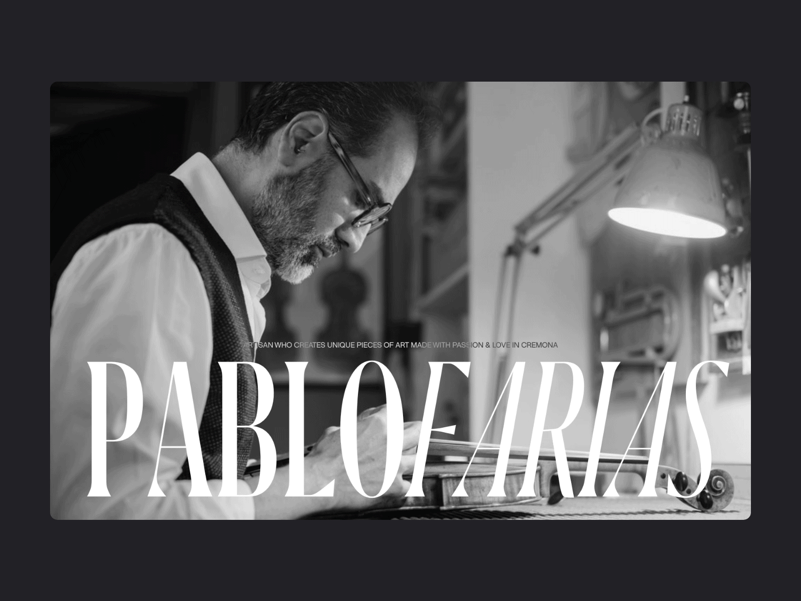 PABLO FARIAS design et studio interface luthier minimal typo typography ui ux violin maker web animation website