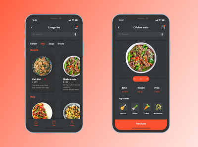 Delivery Food App app concept asian food chinese delivery app delivery service design food app japanese food lifestyle ramen restaurant ui wok