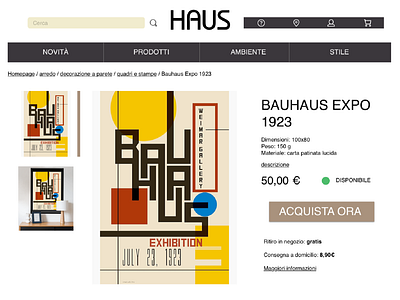 Daily UI #12 - E-Commerce Single Item bauhaus dailyui design ecommerce ecommerce design ecommerce shop ecommerce website graphic graphicdesign illustrator italian italiano item item page single item ui uidesign vector