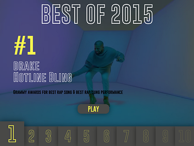 Daily UI #63 - Best of 2015 best of best of 2015 dailyui design drake graphic graphicdesign hotline bling illustrator music music player top 10 top ten ui uidesign vector