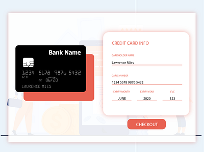 Credit Card Checkout checkout credit card credit card checkout design graphic graphicdesign illustrator orange ui uidesign vector white