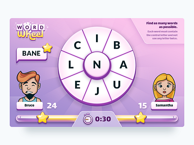 Word Wheel - Game Screens