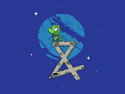 Star Escape T-Shirt Design character dino dinosaur galaxy game illustration planet t shirt tee vector