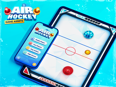 Air Hockey - Game Assets (Mock-up) assets design game graphic gui hockey ipad iphone mobile mockup phone play pong soccer sprites tablet tennis ui ux