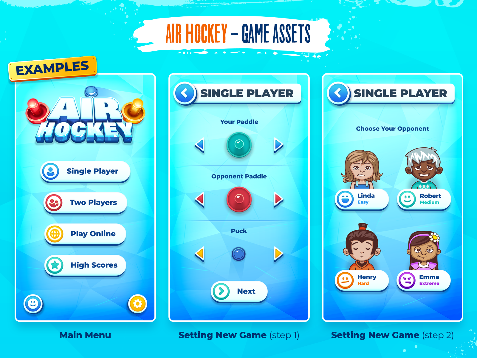 Air Hockey Game Assets (Screens Examples) by wowu on Dribbble