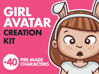 Cartoon Girl Avatar Creation Kit avatar cartoon character children creator female girl kids vector woman