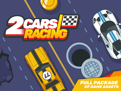 Game Assets for 2 Cars Racing assets car driving game gui race racing top down top view vector