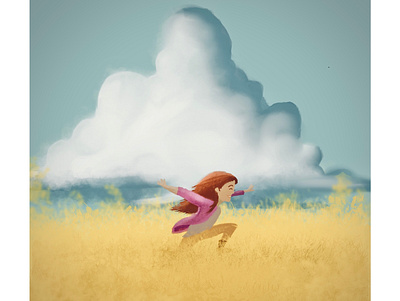 Free art clouds conceptart digital art digital illustration environment fields girl illustration landscape procreate vibrant wallpaper