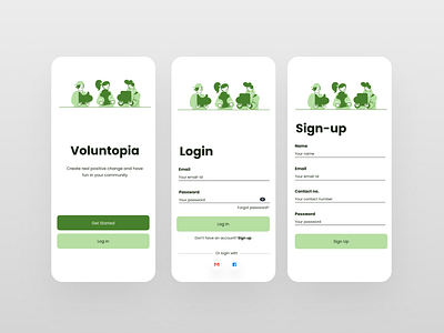 Daily UI Challenge #01: Voluntopia UI Updated app branding dailyui dailyuichallenge design minimal mobile typography ui ux