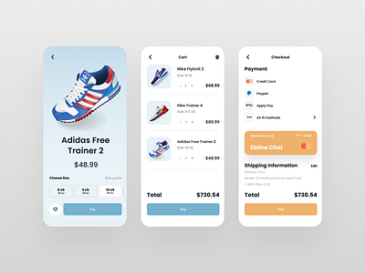 Daily UI Challenge #02: Credit Card Checkout app creditcardcheckout dailyui dailyuichallenge design minimal mobile shoes app typography ui ux