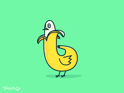 B for Banana bird artwork character cute design graphic handmade illustration illustrator letter lettering minimal photography