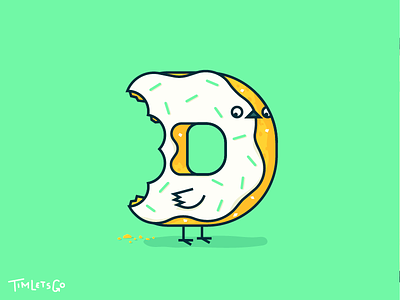 D for Donut dove artwork character cute design graphic handmade illustration illustrator letter lettering minimal photography