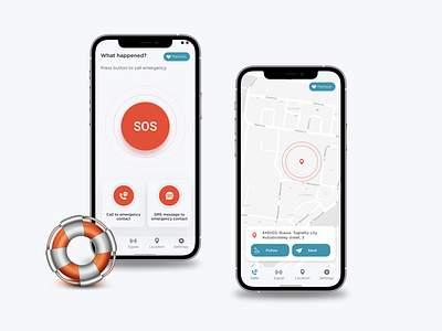 SOS button app design application emergency help interface minimalistic mobile app sos ui ux
