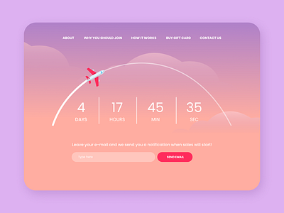 014 - Countdown Timer 014 countdown timer dailyui dailyuichallenge figma flight landingpage plane timer ui uichallenge uidesign vector art webpage