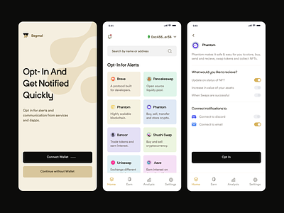Web3 Infra: Opt-in Notification for dApps blockchain crypto design figma hellodribbble mobile ui userexperience ux web3