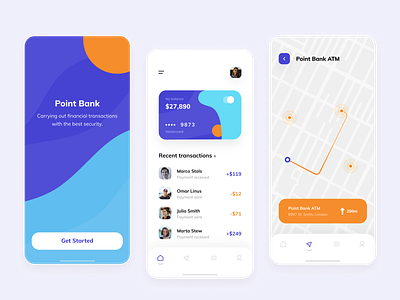 Point Bank: Card and Map app app dashboard app design app ui bank cards color palette dashboard design finance ios map maps minimal minimalism payment ui ui kit ux web