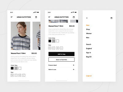 Urban Outfitters – Mobile App app clothing design ecommerce fashion minimal minimalism mobile mobile app product design product page shop shopping store ui ui kit urban outfitters ux website