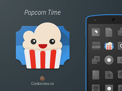 Popcorn Time Product Icon Update (Official) android app icon icon iconography material material design popcorn product icon time