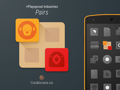 Pairs android app icon card game icon iconography kids match material design playsprout product icon