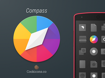 Compass Product Icon android app icon color wheel compass icon iconography material material design product icon rainbow