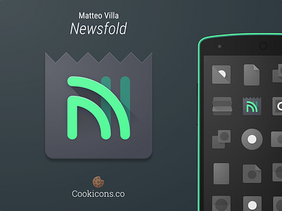 Newsfold Product Icon android app icon feedly icon iconography material material design news product icon rss