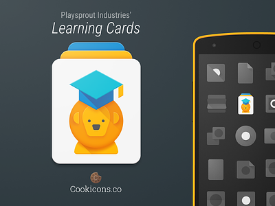 Playsprout Industries: Learning Cards Icon android app icon kids learning lion material design