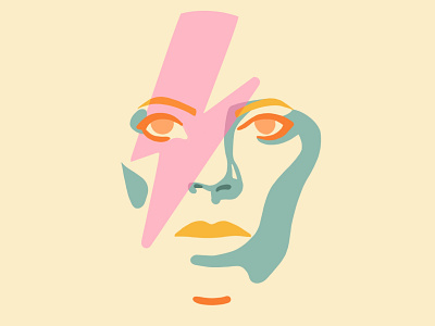 Bowie bowie colorful digital artist digitalart face flat illustration illustration minimal portrait procreate procreate app