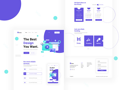 Dzine- UI selling web concept. animation app design template typography ui ux web website