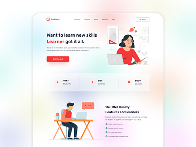 Learner - Online learning web template animation course design illustration landing page learning online school template ui ux vector website