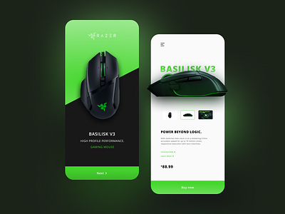 Razer Basilisk V3 - Mobile App Concept. animation application design mobile app mobile ui template ui uiux ux