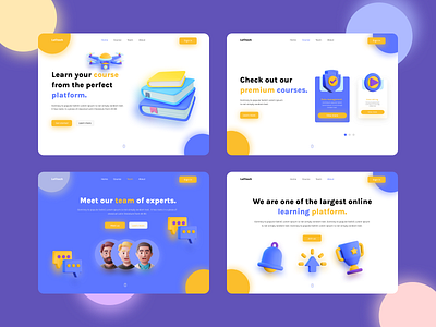 Lofitech - Online learning web concept. 3d design landing page template ui ux web website