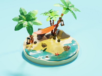 Little Island 3d art blender illustration island low poly lowpoly
