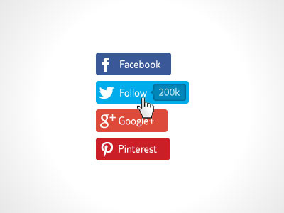 Social Hover button rollover social ui