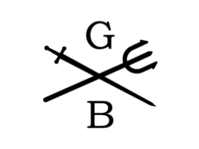 GoodBad b bad black g good illustrator logo pitchfork sword white