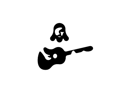 The Guitarist icon logo monogram negative space symbol