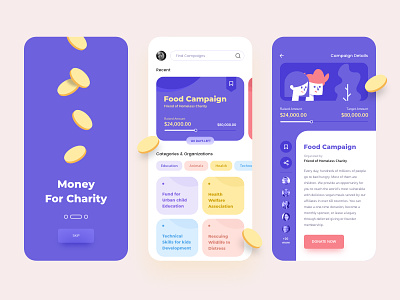 Charity App | App for Charity care charity donate love money ui uxdesign
