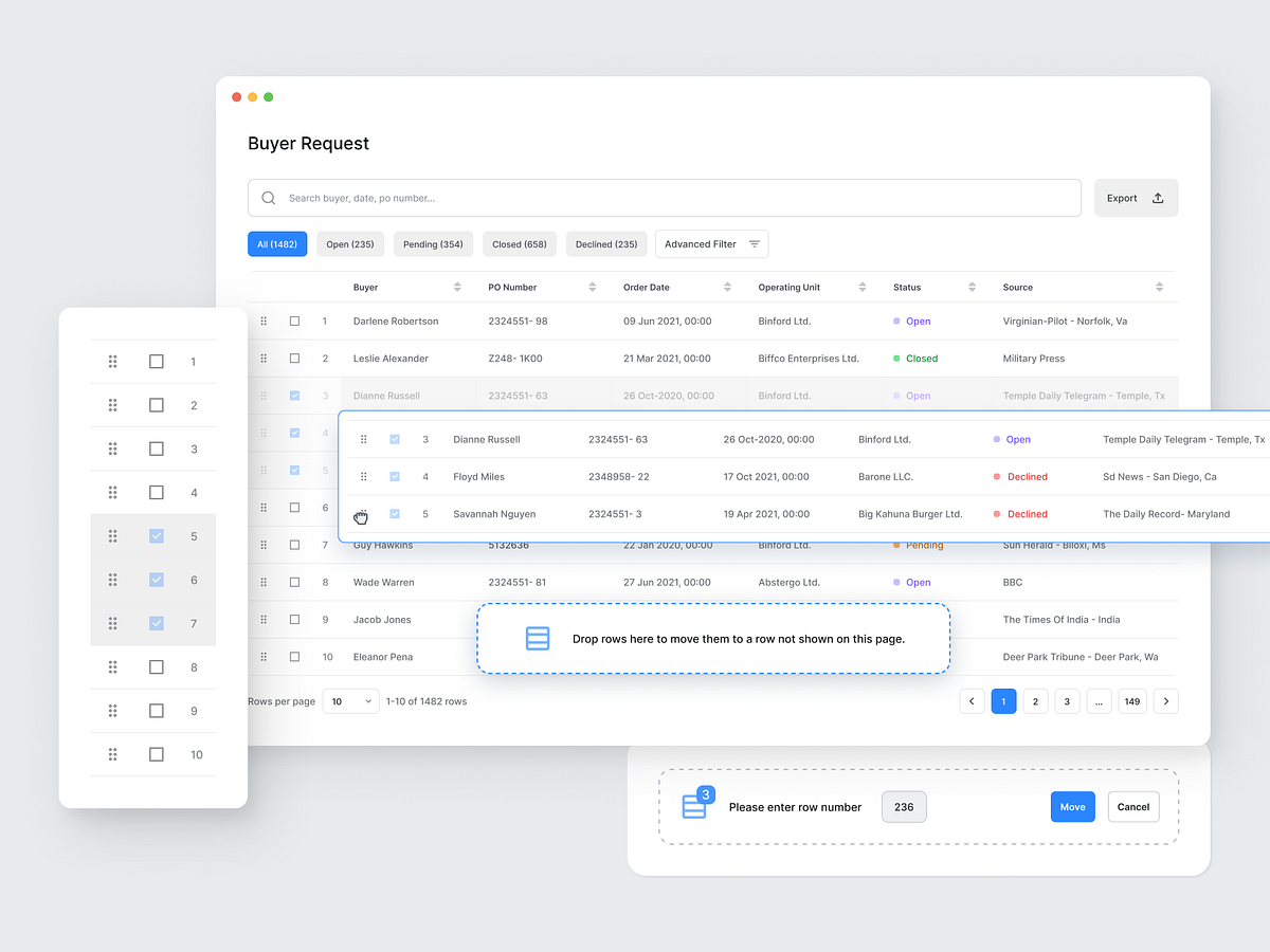Drag & drop table rows by kiran on Dribbble