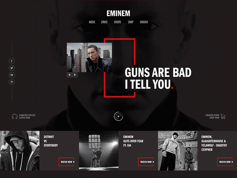 EMINEM - web page concept design black eminem gif music red redesign tribute