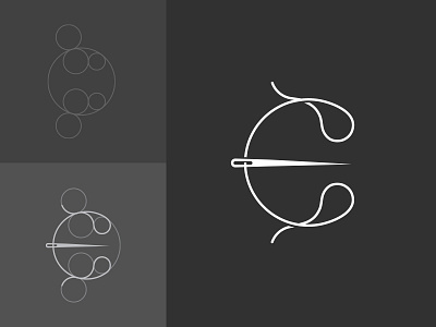 Easy Sew - Letter E branding cloth e letter logo monogram needle sew stitch twine typography