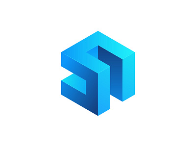 Solid Cube - Letter S icon illustration letter logo monogram s symbol typography vector